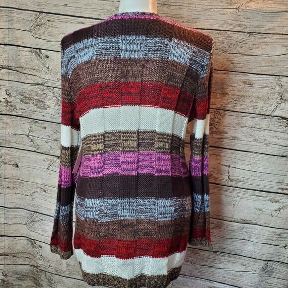 Multicolored Stripes Scoop Neck Pullover Knitted Sweater Size 3X Bongo Plus - Picture 4 of 8
